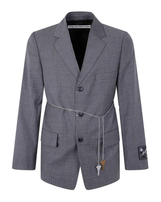 Alexander Wang Blue Tailored Blazer With Chain