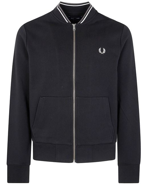 Fred Perry Black Zip Through Sweatshirt for men
