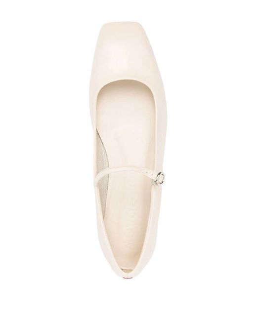 Aeyde White Maryjane Leather Ballerina Shoes