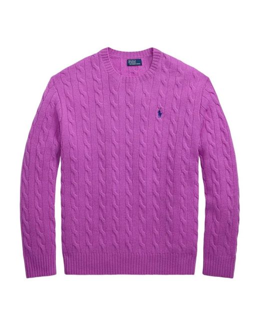 Polo Ralph Lauren Purple Sweater Pullover Cable Knit Oversize