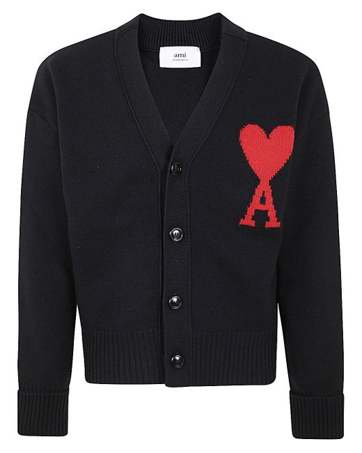 AMI Black De Coeur Cardigan