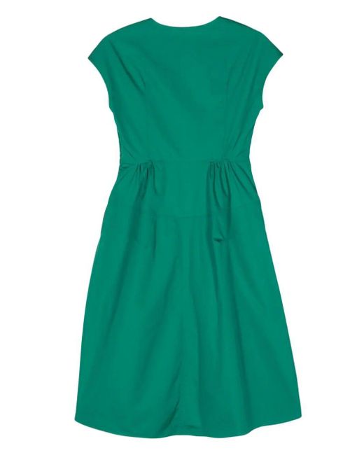 Aspesi Green V-neck Cotton Midi Dress