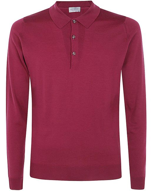 John Smedley Red John Smedley Merino Polo Shirt for men