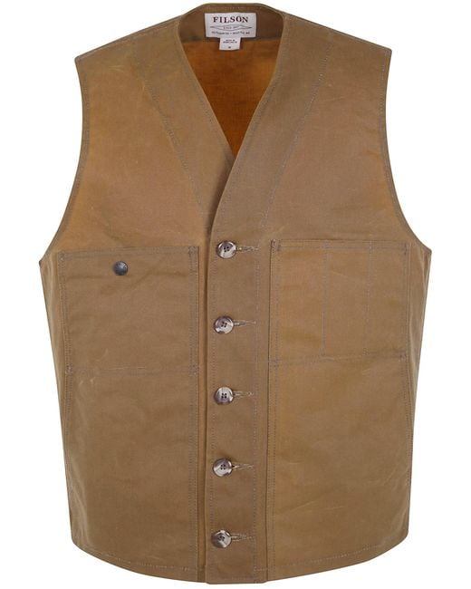 Filson Brown Vest Cotton "Oil Tin" for men