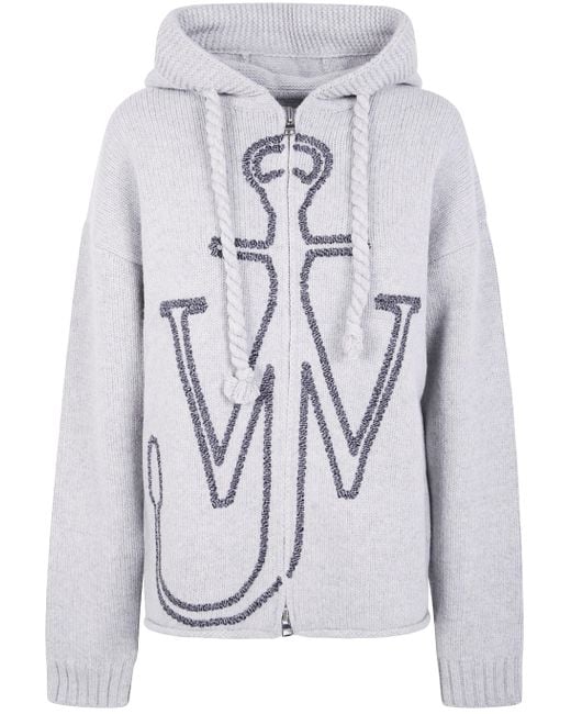 J.W. Anderson Gray J. W.Anderson Anchor Embroidery Zipped Hoodie