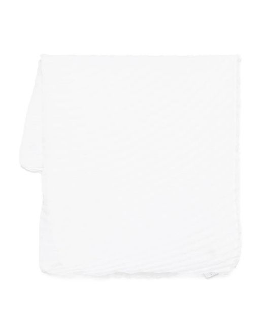 Issey Miyake White "Pleats" Silky Wool Stole
