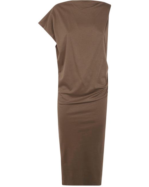 Jacquemus Brown "La Robe Drap" Midi Dress