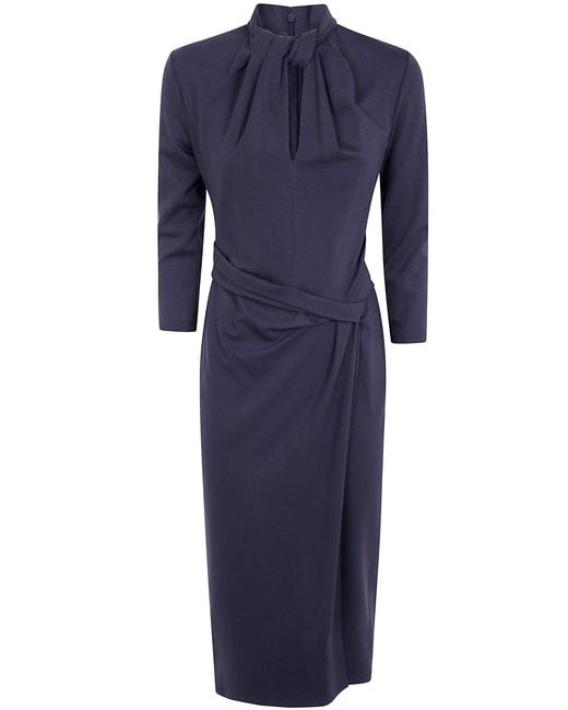Giorgio Armani Blue Dress Turtle Neck "Midi Turtle Neck Dress"