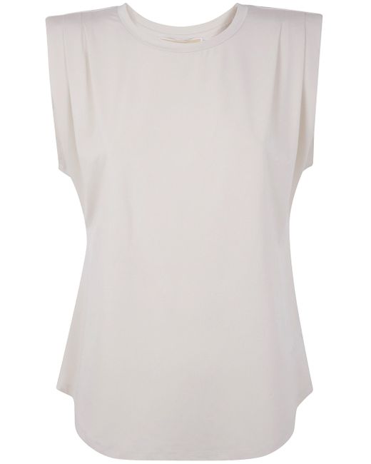 MICHAEL Michael Kors White Crew Neck Pleated Top