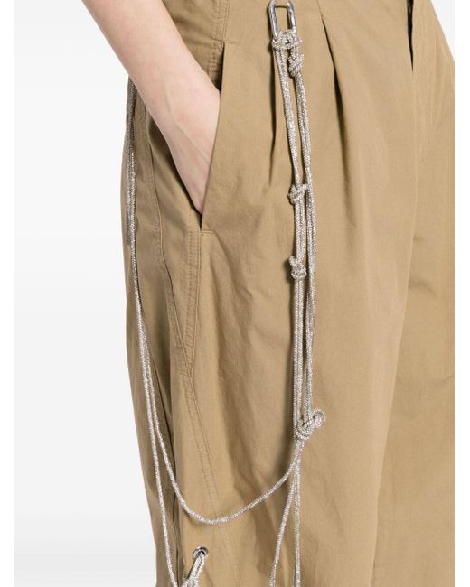 DARKPARK Natural Phebe Crystal Chain Adorned Wide-leg Pants