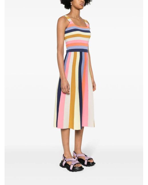 PS by Paul Smith Orange Striped Knitted Midi Dress