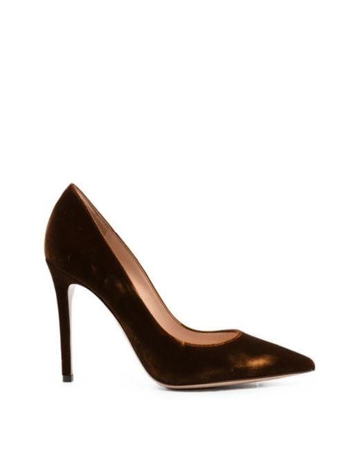 Gianvito Rossi Brown Decollete Velvet Pump "Gianvito" 105