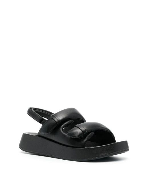 Ash Black Padded-design Leather Sandals
