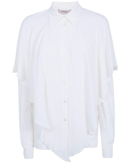 Twinset White Shirt Ruffled "Draped Shirt"