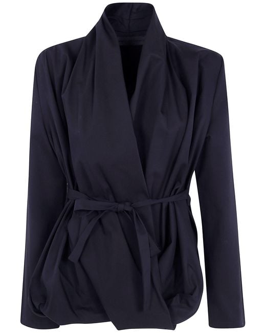 Maria Calderara Blue Shirt Cotton Twill "Drapped Shirt"