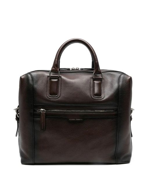 Officine Creative Black "Jules 007" Leather Briefcase Bag for men