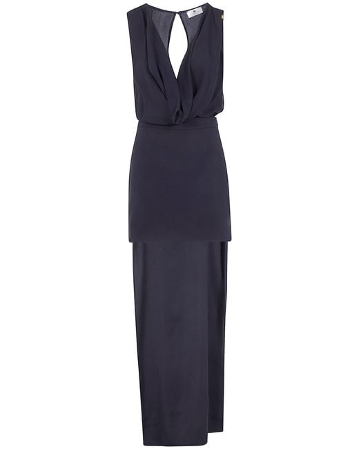 Elisabetta Franchi Blue Asymetrical Long Dress