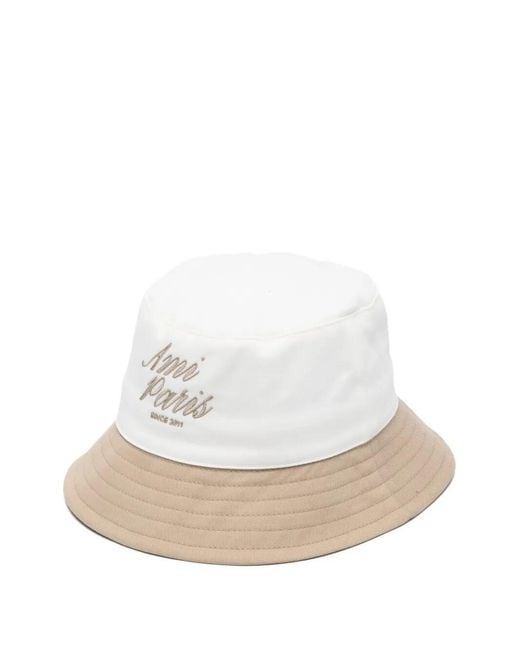 AMI White Bicolor "Ami Paris" Hat for men