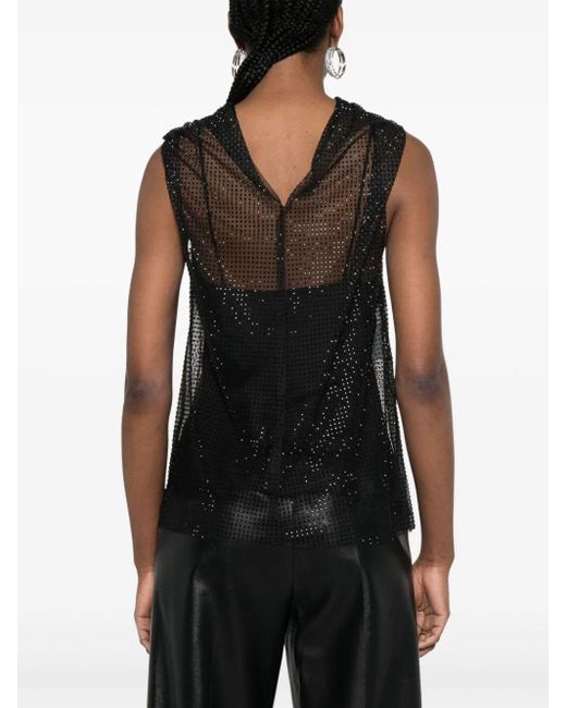 Philosophy Black Sleeveless Top With Tulle