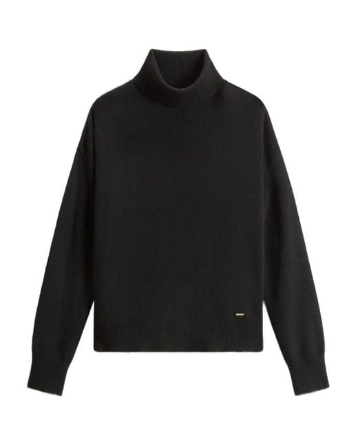 Woolrich Black "Comfort" Wool Cash Turtleneck