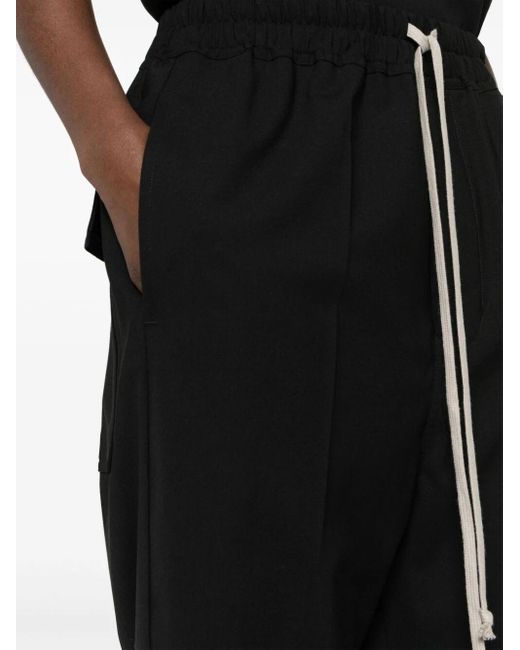 Rick Owens Black Drawstring Ataires Cropped Trousers Clothing