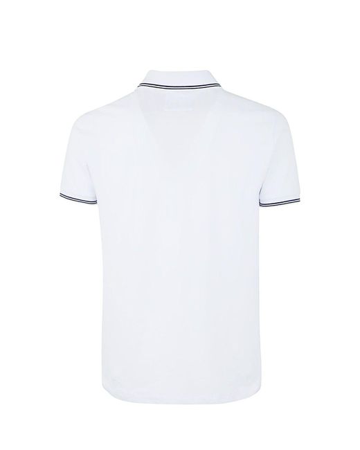 Emporio Armani White Short Sleeves Polo Shirt With Stripes On Neck Clothing for men