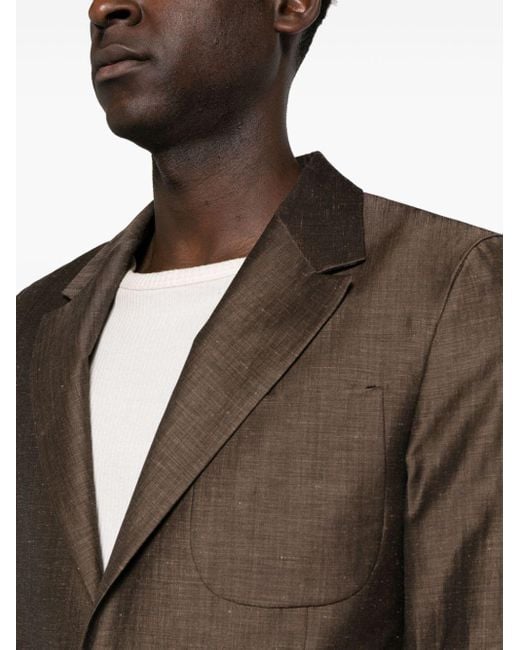 Emporio Armani Brown Single-breasted Linen Blend Suit for men