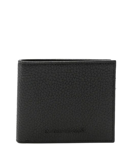 Emporio Armani Black Logo-Debossed Pebble-Grain Wallet for men