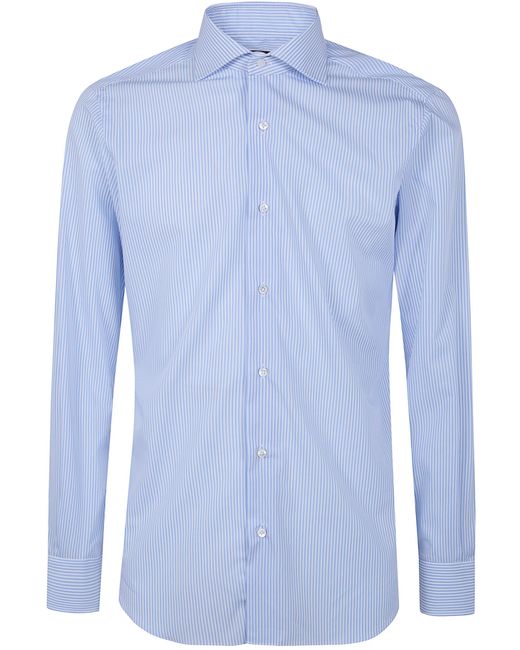 Barba Napoli Blue Classic Popeline "Bacchetta Spaziata" Shirt for men