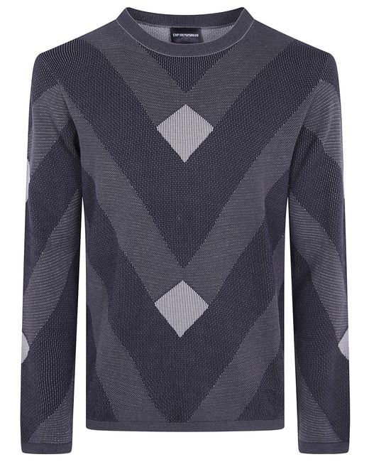 Emporio Armani Blue Sweater Round Neck "Round Neck Sweater" for men