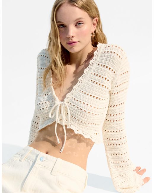 Bershka Natural Rustic Openwork Jacket