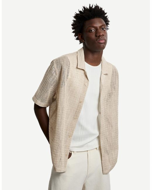 Bershka Natural Rustic Short Sleeve Shirt for men