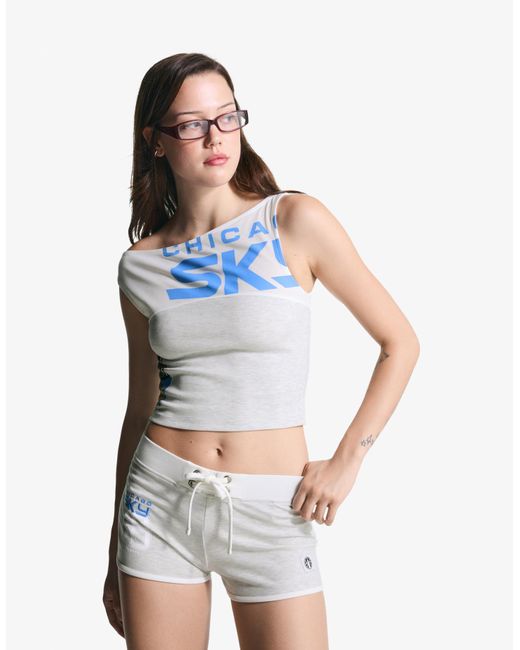 Bershka Blue Wnba Sleeveless Asymmetric T-Shirt