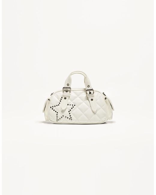 Bershka White Quilted Bowling Bag