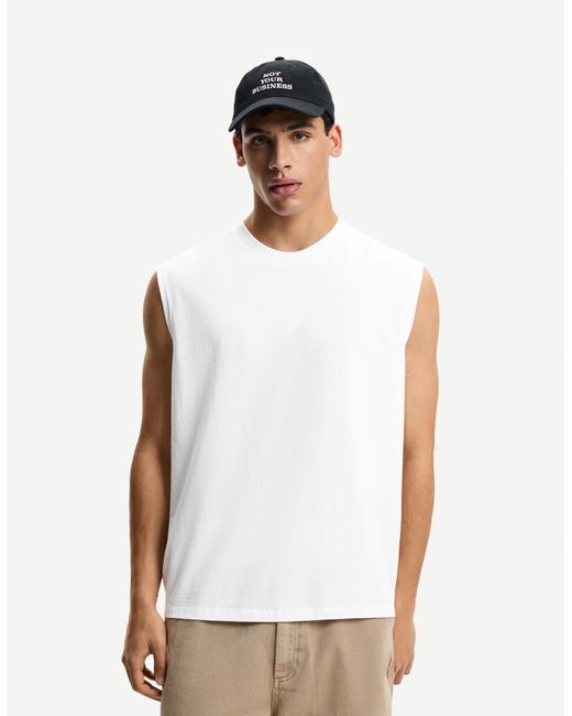 Bershka White Tank Top for men