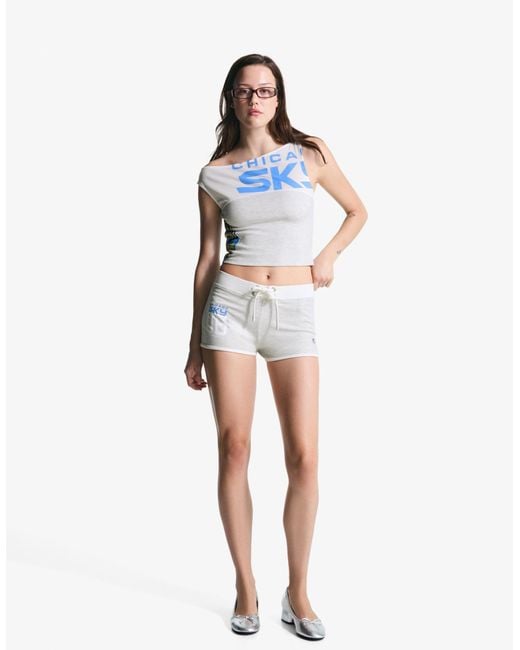 Bershka White Wnba Mini Shorts