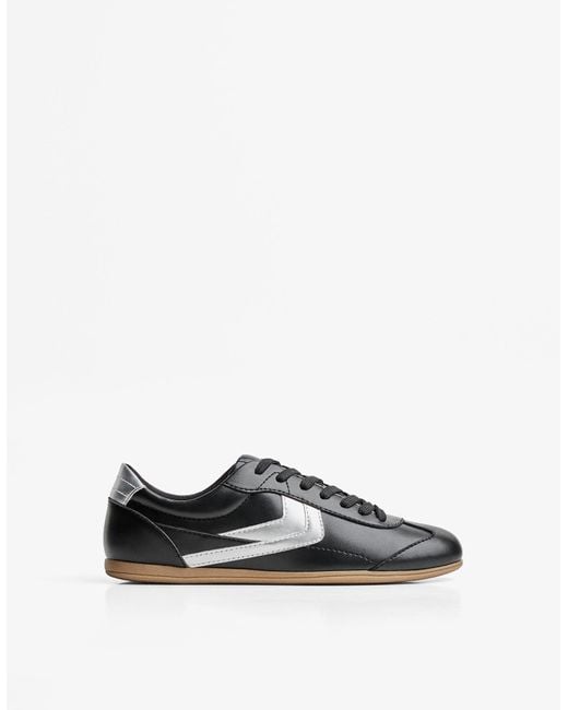 Bershka White Retro Sneakers With Thin Soles