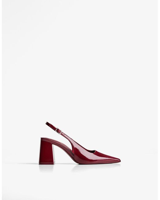 Bershka Pink Block Heel Slingback Shoes