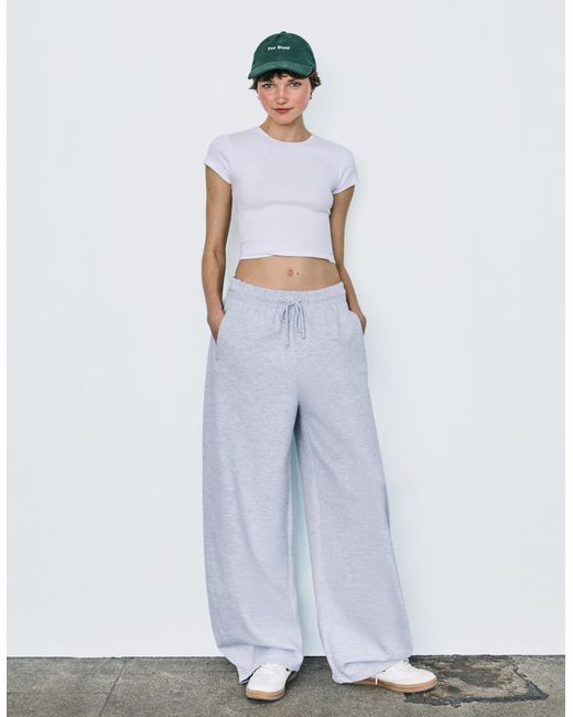 Bershka White Sweatshirt Material Barrel Pants