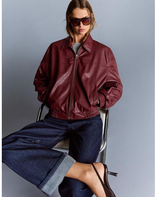 Bershka Red Leather Effect Jacket