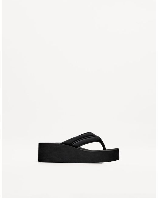 Bershka White Quilted Platform Sandals