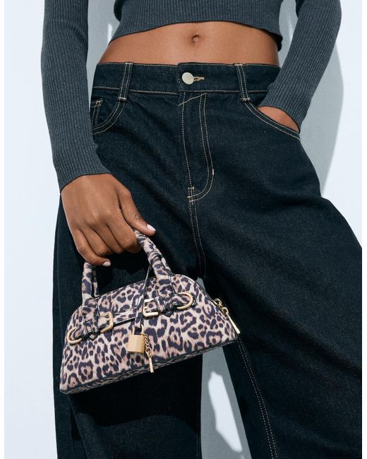 Bershka Blue Leather Effect Mini Handbag
