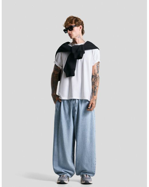 Bershka Blue Jogger Jeans for men