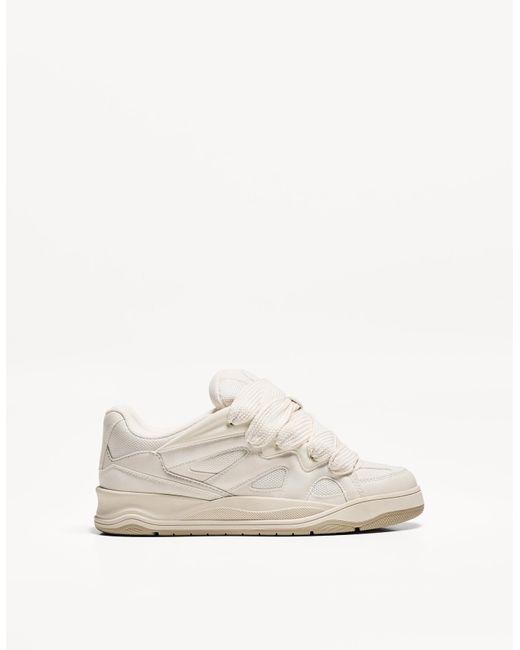 Bershka White Multi-Layer Skater Sneakers for men