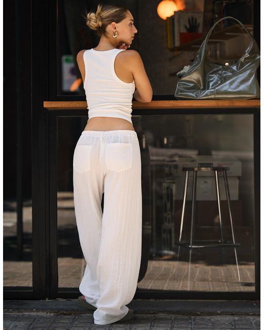 Bershka Black Rustic Wide-Leg Pants