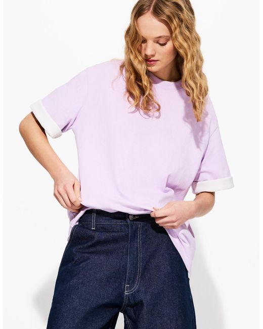 Bershka White Oversize Short Sleeve Heavy Cotton T-Shirt