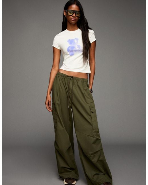 Bershka Natural Short Sleeve T-Shirt With Print