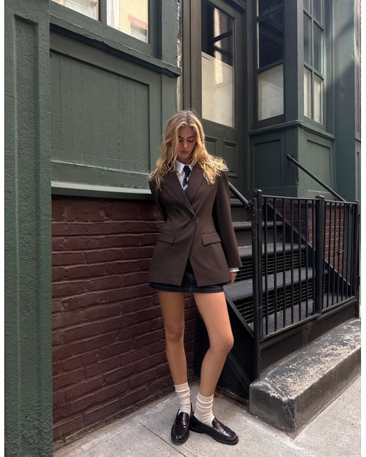 Bershka Gray Blazer With Side Button