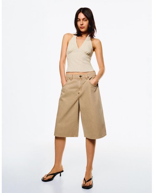 Bershka Natural Bermuda Jorts