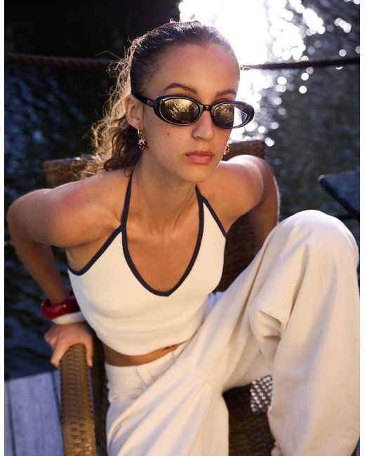 Bershka Natural Contrast Halter Top